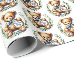 Cute baby boys welcome baby  wrapping paper