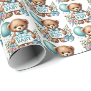 Cute baby boys welcome baby  wrapping paper