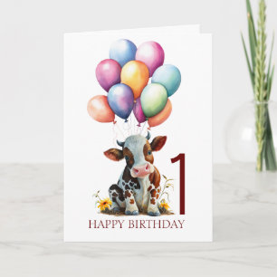 Cute Baby Brown Cow Card