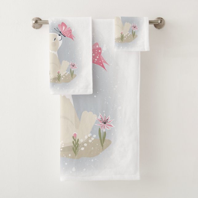 Cute baby Bunny and butterfly. Bath Towel Set (Insitu)