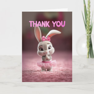Cute Baby Bunny Girl in Pink Tutu Thank You Card