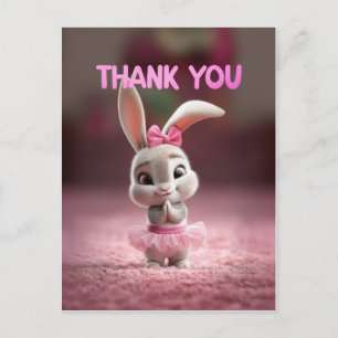 Cute Baby Bunny Girl in Pink Tutu Thank You Postcard