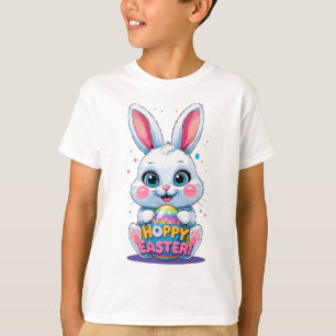 Cute Baby Bunny Holding Easter Egg - Hoppy Easter! T-Shirt