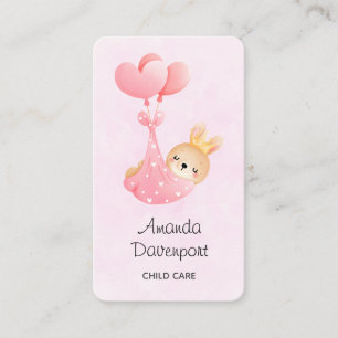 Cute Baby Bunny in a Heart Blanket Business Card