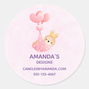 Cute Baby Bunny in a Heart Blanket Business Classic Round Sticker