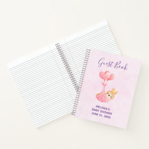 Cute Baby Bunny in a Heart Blanket Guest Book