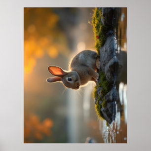 Cute Baby Bunny in Autumn Poster