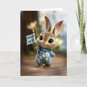Cute Baby Bunny in Blue Romper Encouragement Card