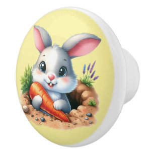 Cute baby bunny nursery ceramic knob