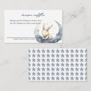 Cute Baby Bunny on Moon with Stars Diaper Raffle Enclosure Card