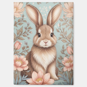 Cute Baby Bunny Pastel Floral Magnet