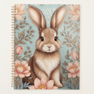 Cute Baby Bunny Pastel Floral  Planner