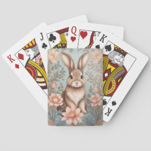 Cute Baby Bunny Pastel Floral  Playing Cards