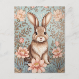 Cute Baby Bunny Pastel Floral  Postcard