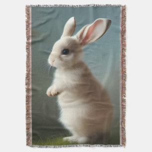 Cute Baby Bunny Portrait Throw Blanket