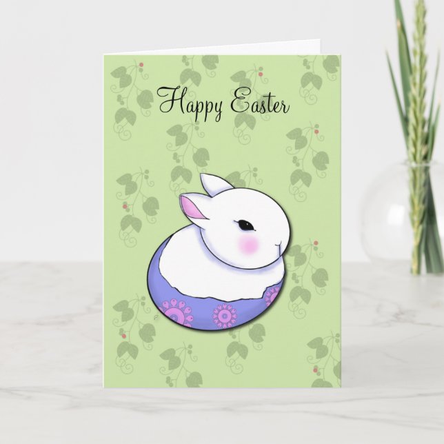 Cute Baby Bunny Rabbit Easter Blessings Holiday Card (Front)