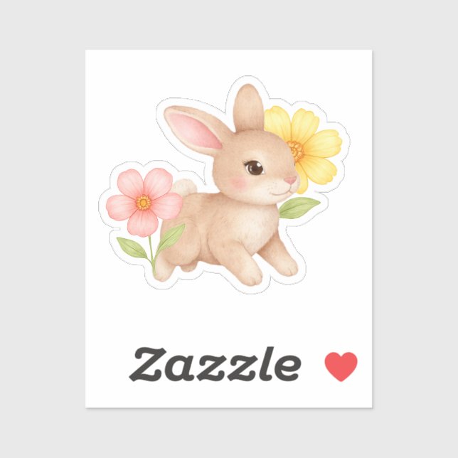 Cute Baby Bunny Rabbit Flowers (Sheet)