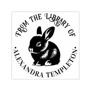 Cute Baby Bunny Rabbit “From the Library of” #1P Self-inking Stamp