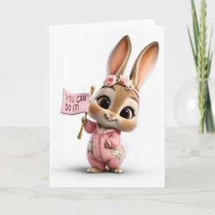 Cute Baby Bunny With Rose Crown Encouragement Card