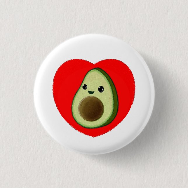 Cute Baby Cartoon Avocado In Red Heart 3 Cm Round Badge (Front)