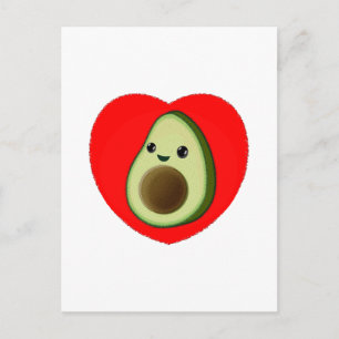 Cute Baby Cartoon Avocado In Red Heart Postcard