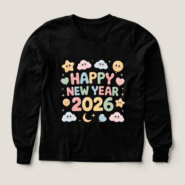 Cute Baby Cartoon New Year 2026 Illustration (Design Front)