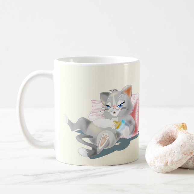 Cute Baby Cat Mug - Customisable (With Donut)
