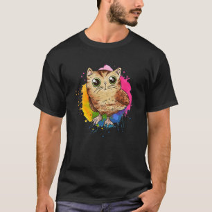 Cute Baby Cat Owl With Color Splash T-Shirt