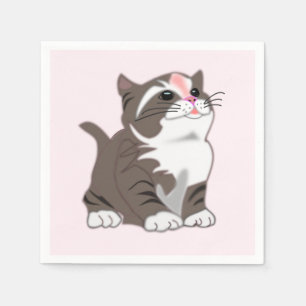 Cute Baby Cat Pink Napkins - Customisable