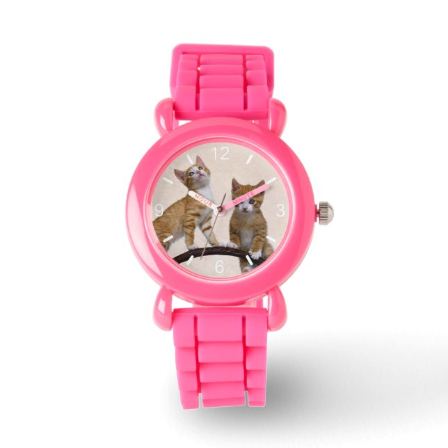 Cute Baby Cats Kittens Funny Gym Photo  dial-plate Watch (Front)