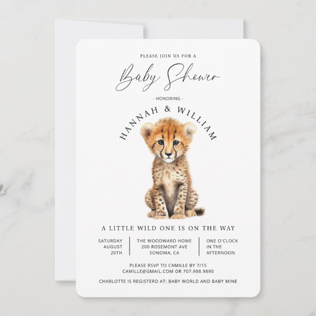 Cute Baby Cheetah Baby Shower Gender Neutral Invitation (Front)