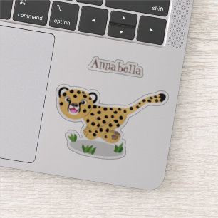 Cute baby cheetah running cartoon illustration