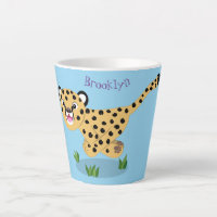 Cute baby cheetah running cartoon illustration