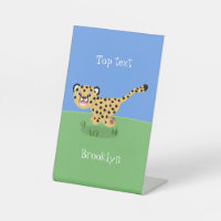 Cute baby cheetah running cartoon illustration