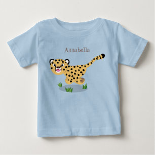 Cute baby cheetah running cartoon illustration T-Shirt