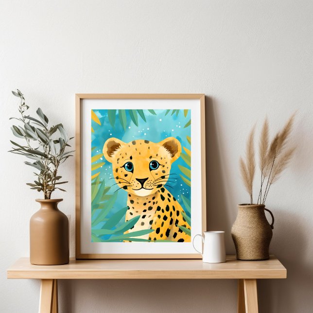Cute Baby Cheetah with Blue Eyes Poster (Creator Uploaded)
