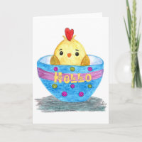  Cute Baby Chick Hello Greeting Card