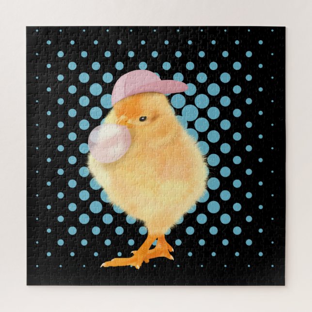 Cute Baby Chick Pink Bubblegum Jigsaw Puzzle (Vertical)