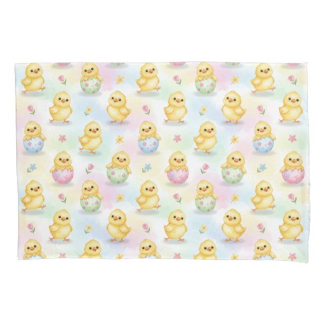 Cute Baby Chick Watercolor Easter  Pillowcase (Front)