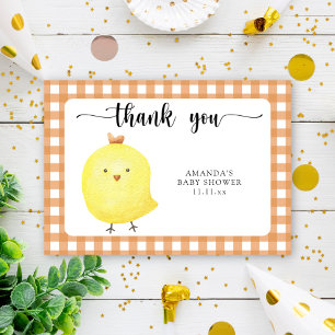 Cute baby chicken baby shower thank you card