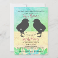 Cute Baby Chicks Green Twins Baby Shower