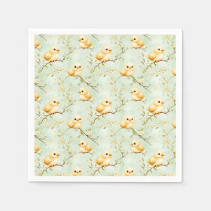 Cute Baby Chicks Mint Green Spring Floral Pattern Napkin