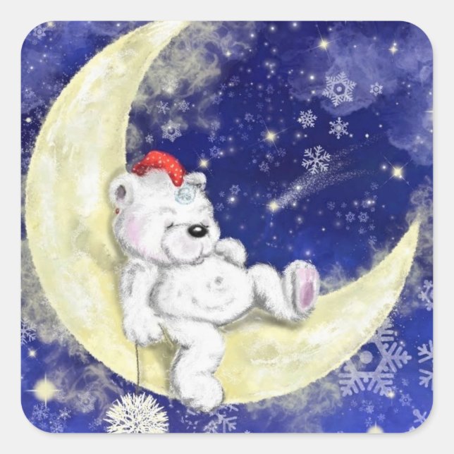 Cute Baby Christmas Bear Sticker (Front)