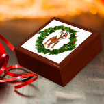 Cute Baby Christmas Deer in Holly Gift Box<br><div class="desc">This Christmas gift box features a sweet little baby deer,  standing inside a wreath of holly.</div>