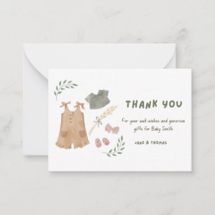 Cute Baby Clothes Thank You Baby Shower  Card