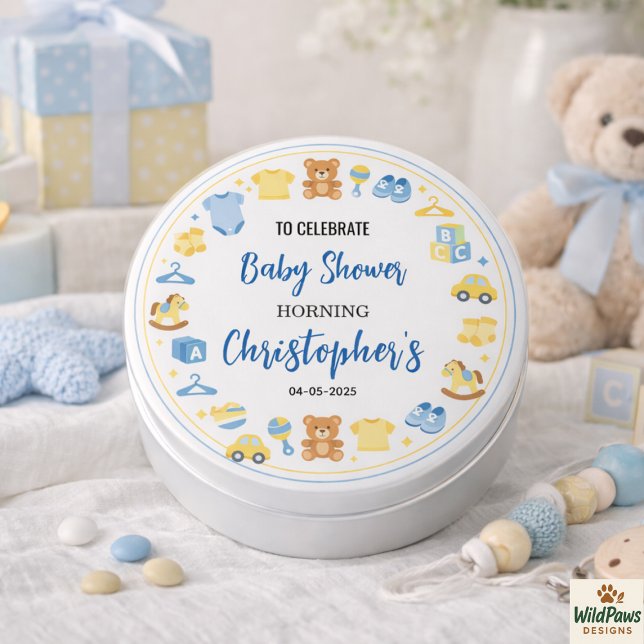 Cute Baby Clothes & Toys Boy Baby Shower 3 Cm Round Badge (Cute Baby Clothes & Toys Boy Baby Shower Button
)