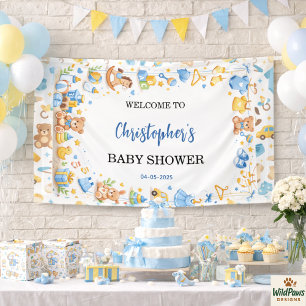 Cute Baby Clothes & Toys Boy Baby Shower Banner