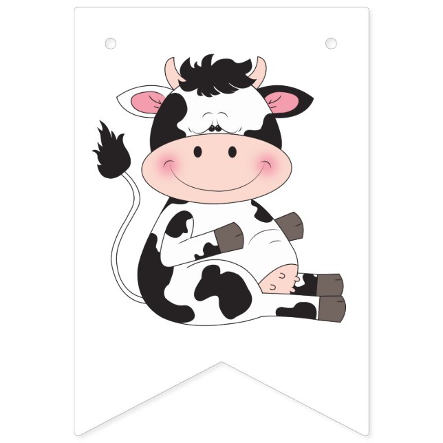 Cute Baby Cow Cartoon Bunting (First Flag)