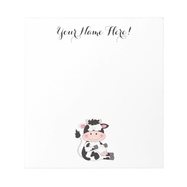 Cute Baby Cow Cartoon Notepad (Front)