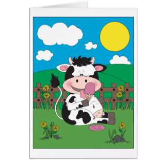 Cute Baby Cow Cartoon With His Favourite Treat